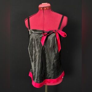 Y2K Black and Pink Satin Top w Tie